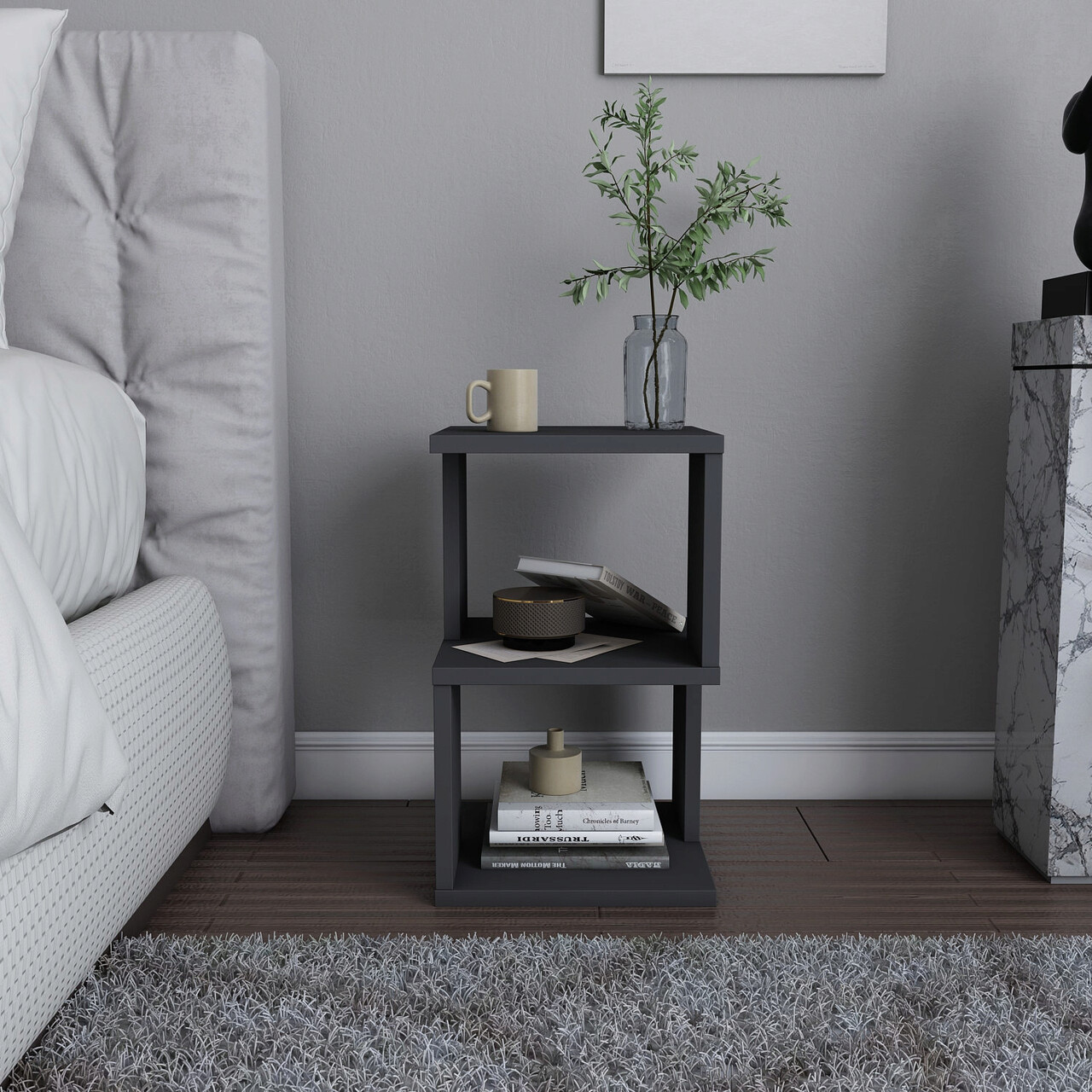 Noptiera, Hanah Home, Carter, 29.6x29.6x49.4 cm, Antracit - imagine 7